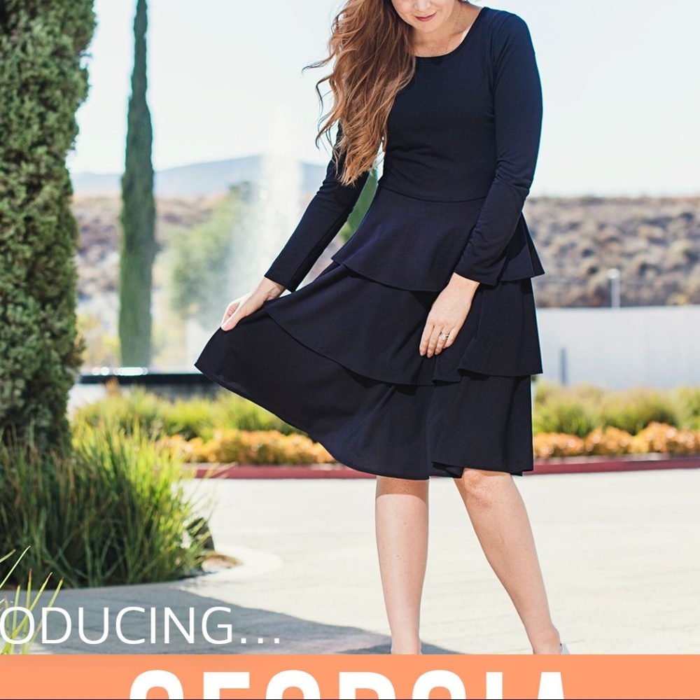 Lularoe Georgia Dress Solid Black Medium NWT - Picture 1 of 3